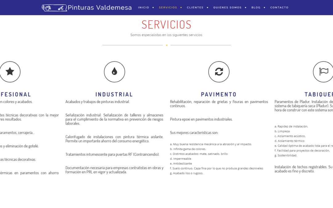 Nuevo Diseño Web Sencilla creada para Pinturas Valdemesa