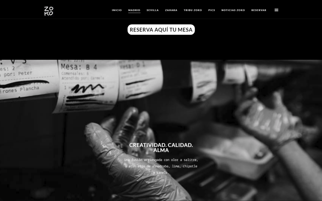 Trabajo de Diseño Web y programación para la web del Restaurante Zoko