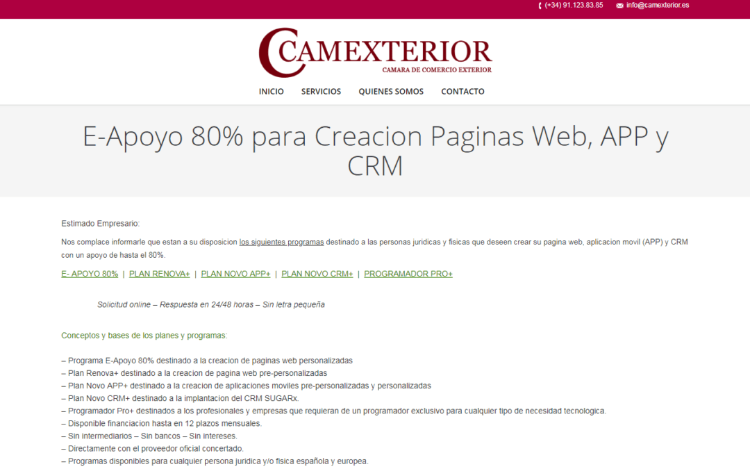 La Cámara de comercio te ayuda con las subvenciones y financiación de tu página web y creación de marca